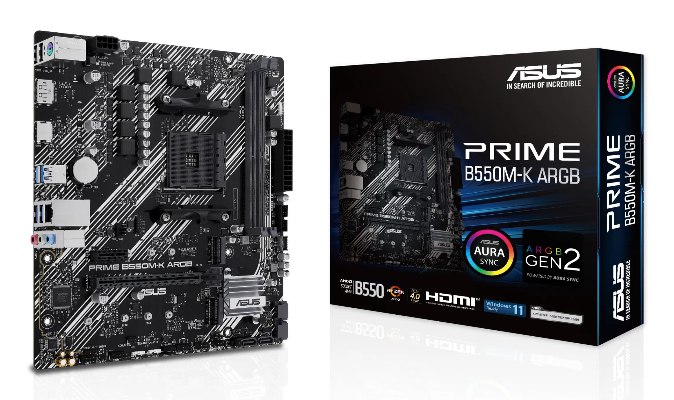 Asus PRIME B550M-K ARGB AM4 mATX -emolevy