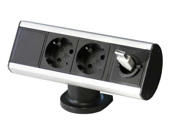 Smartline Desk, 2xCEE 7/4, kaapelin läpivientireikä, alumiini/musta