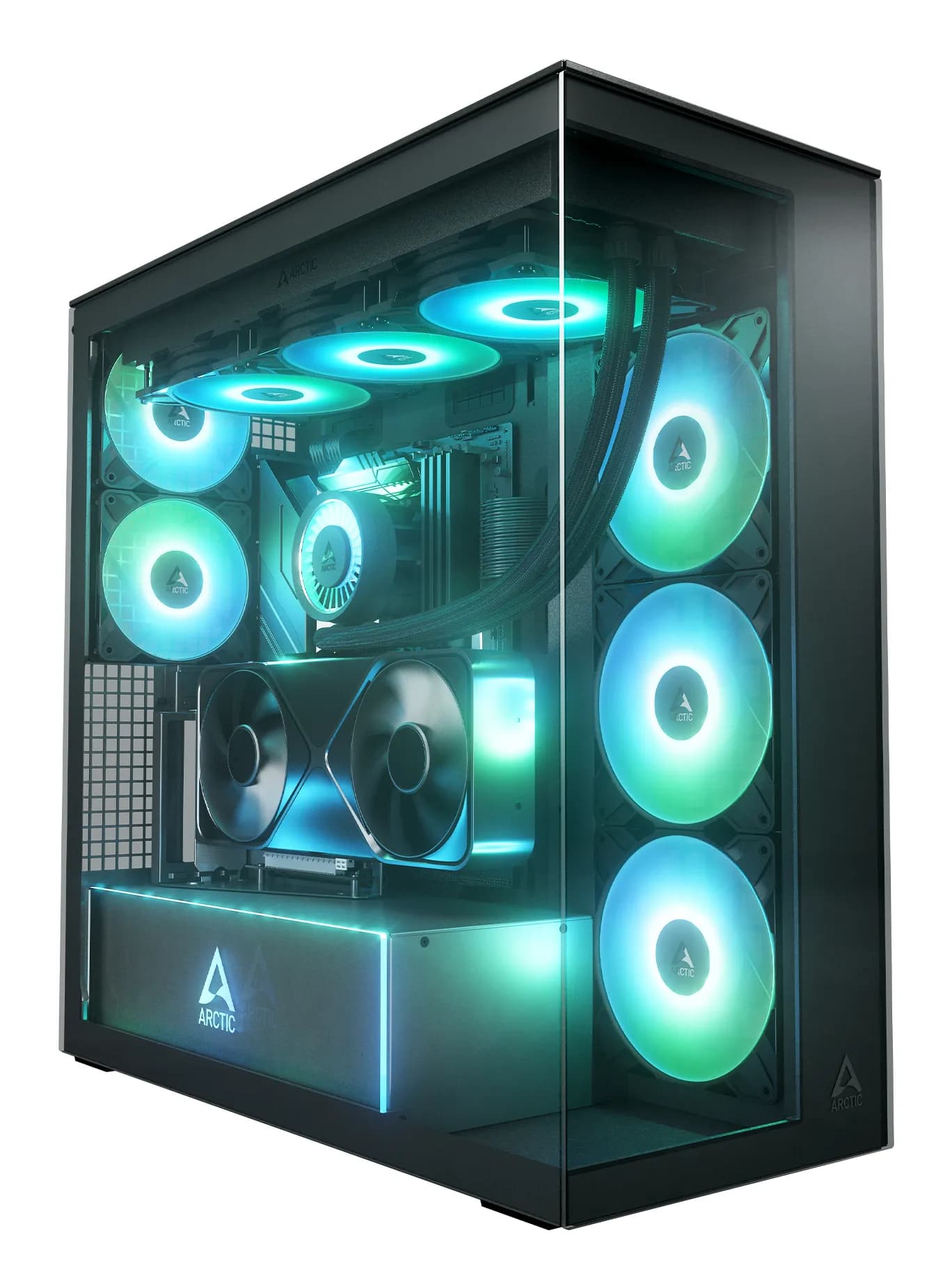 Arctic Xtender VG E-ATX -miditornikotelo ikkunalla ja RGB-valaistuksella, musta