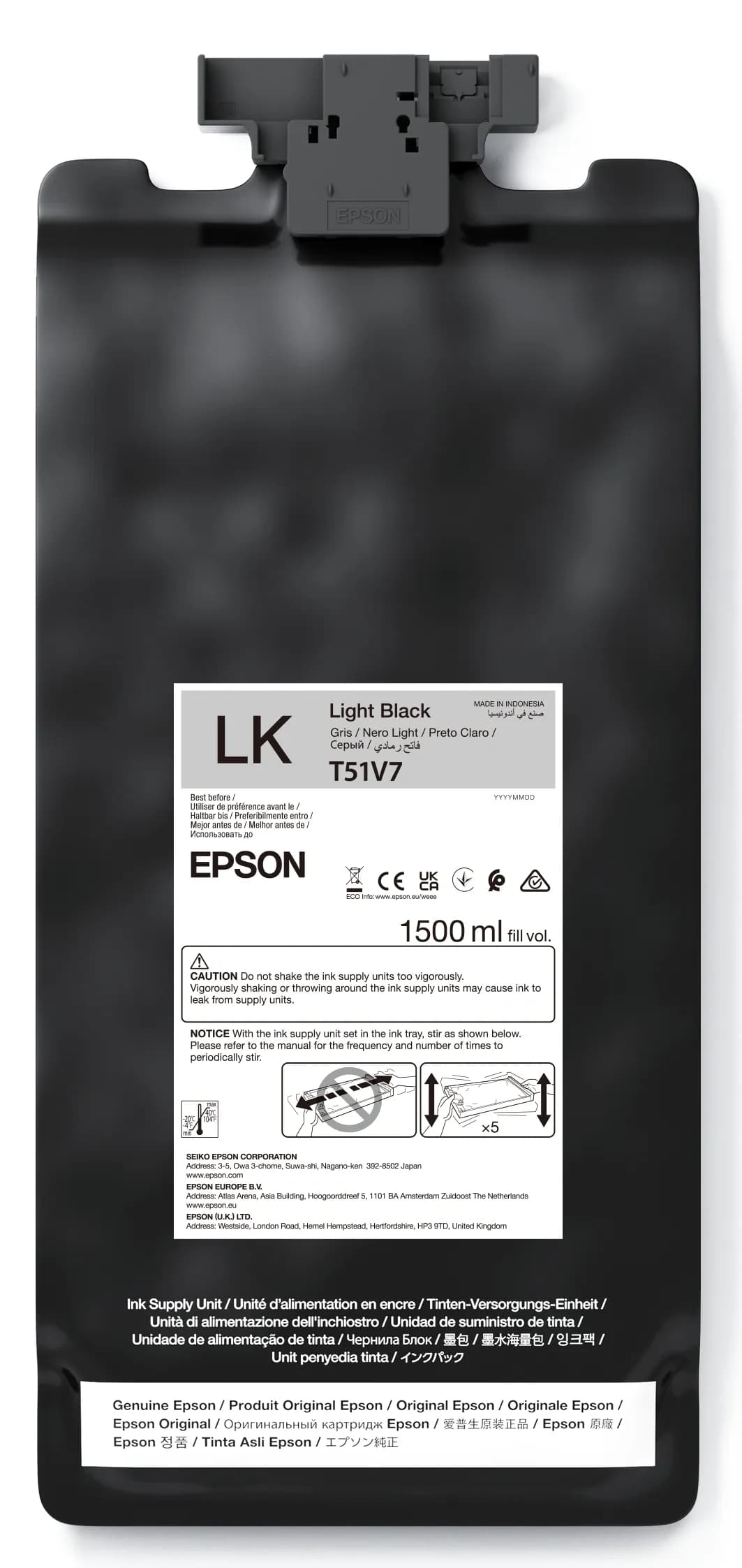 Epson UltraChrome GS3 T51V700-mustekasetti, 1500 ml, vaaleanmusta