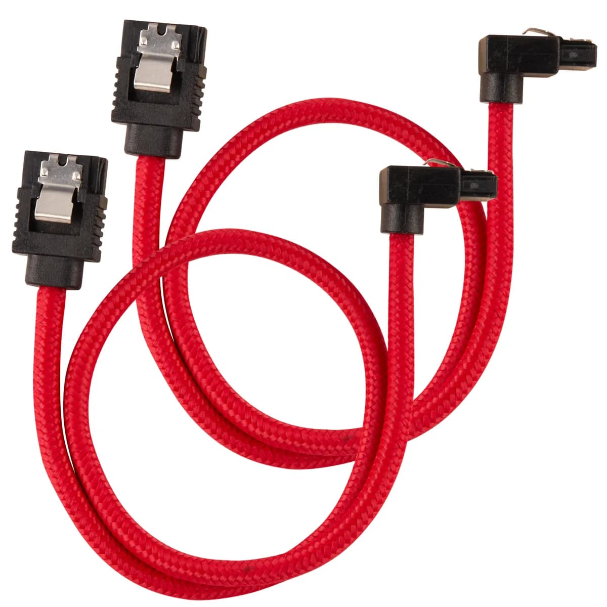 CORSAIR Premium Sleeved SATA Data Cable Set with 90degree Connectors Red 30cm