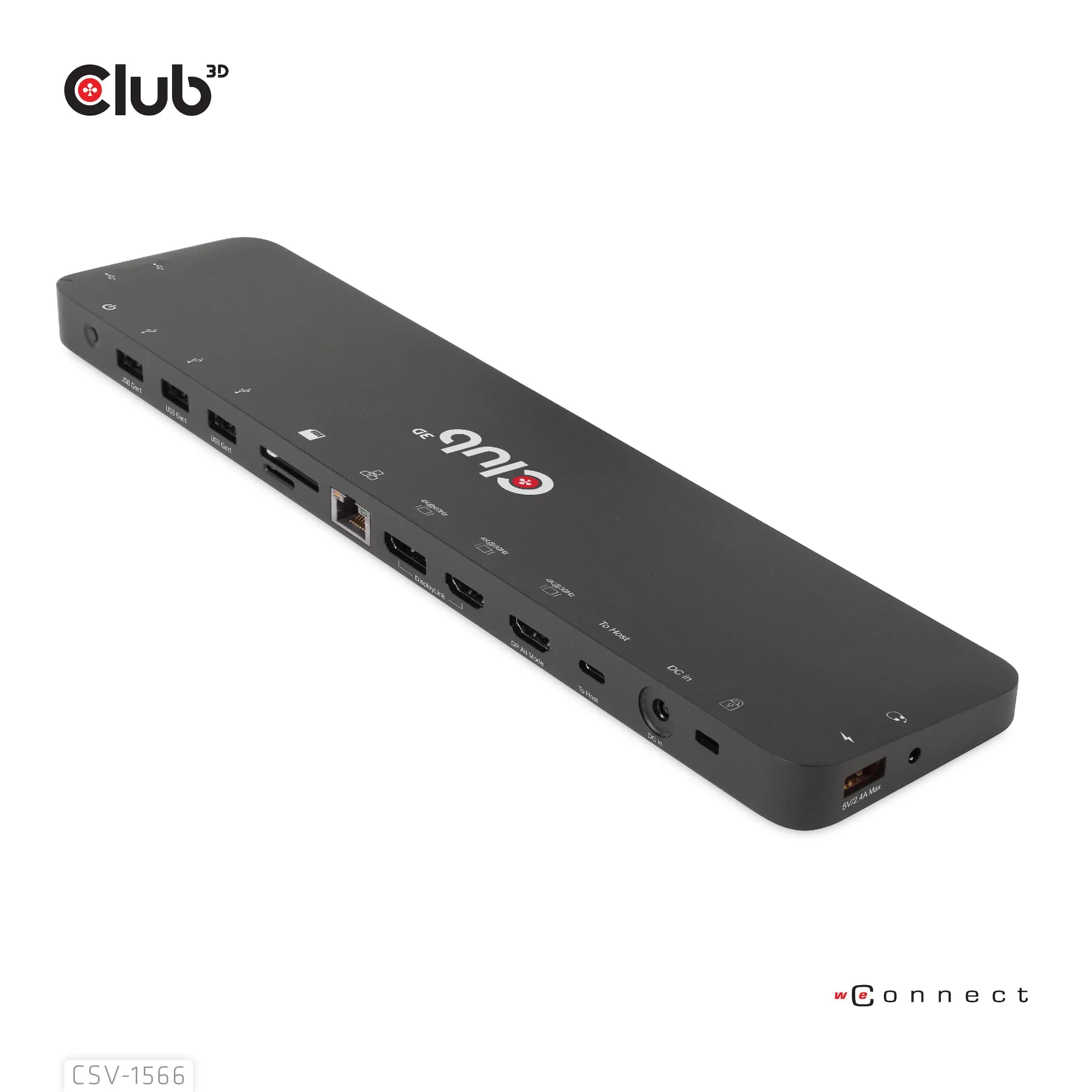 Club 3D 3.2 Gen1 USB-C 13-in-1 -telakka 120W virta -adapterilla, Musta