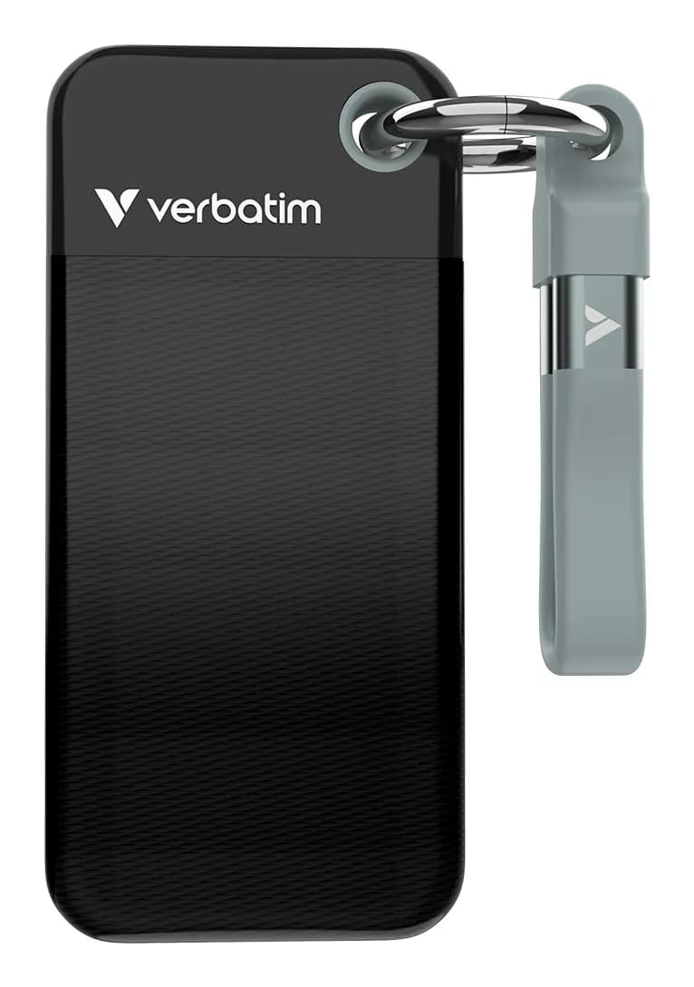 Verbatim Pocket SSD 2 Tt USB 3.2 Gen 2 (USB-C) -ulkoinen SSD, kannettava, musta, harmaa