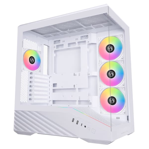 Lian Li Vector V100 -miditornikotelo ikkunalla ja RGB-valaistuksella, valkoinen
