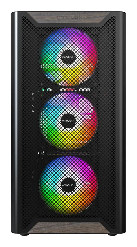 Montech XR Wood -miditornikotelo ikkunalla ja RGB-valaistuksella, musta