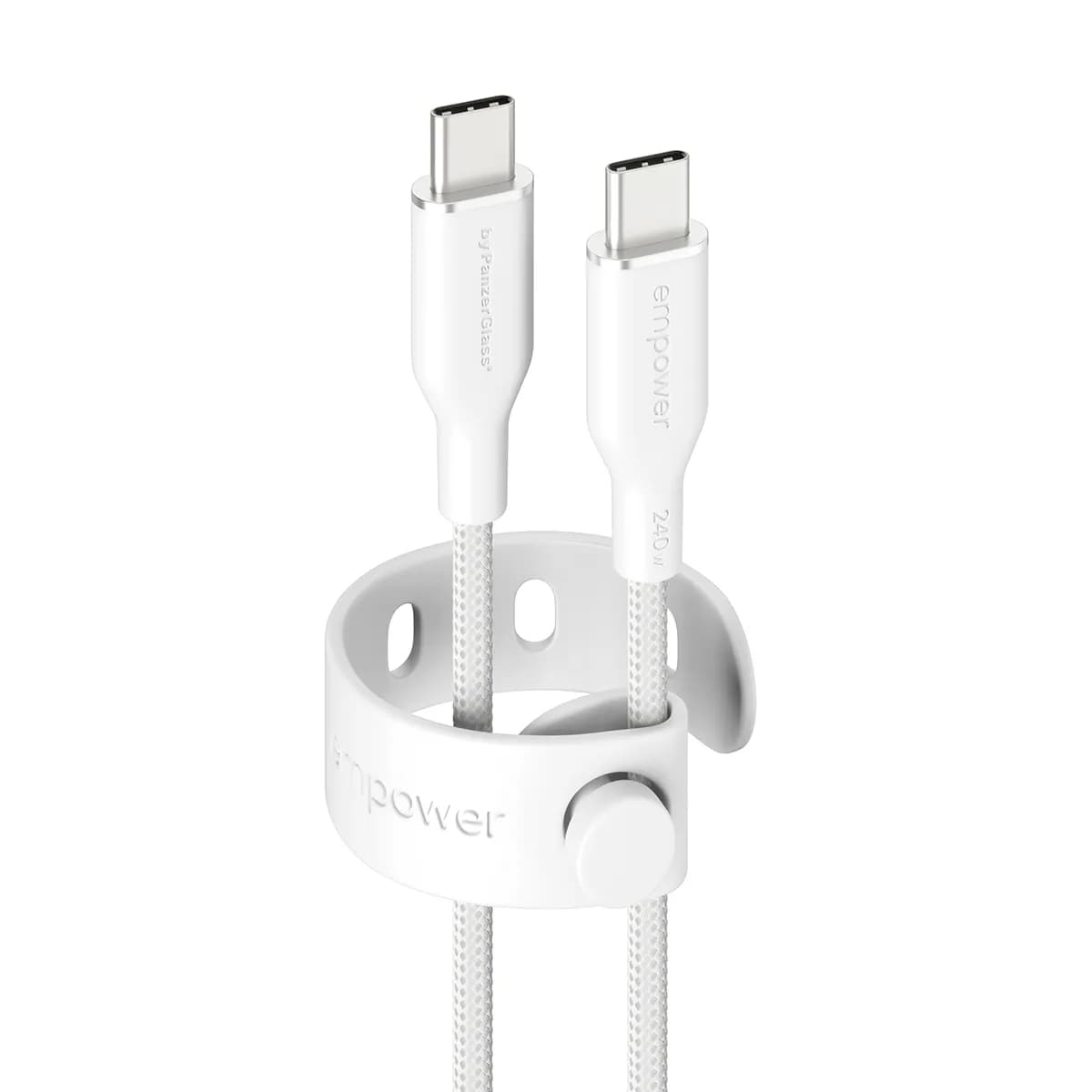 PanzerGlass empower Racing USB-C -kaapeli, 240 W, 1,2 m, hopeanvalkoinen