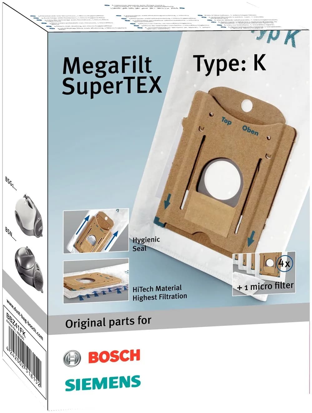 Bosch BBZ41FK -pölypussi- ja suodatinsetti (Tyyppi K)