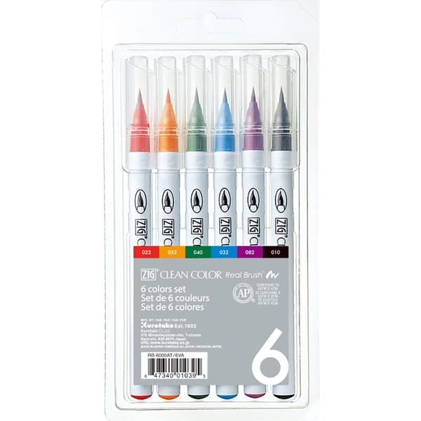 ZIG Clean Color Real Brush 6-set