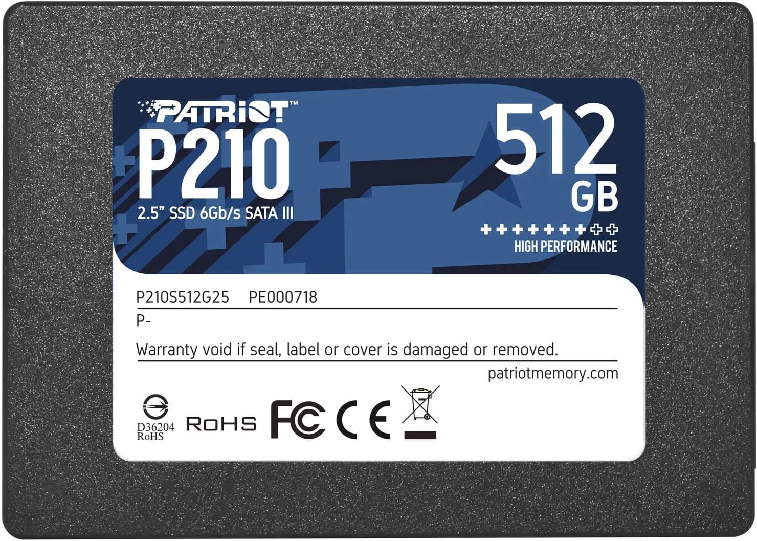 Patriot P210 512 Gt 2,5" SATA -SSD-levy
