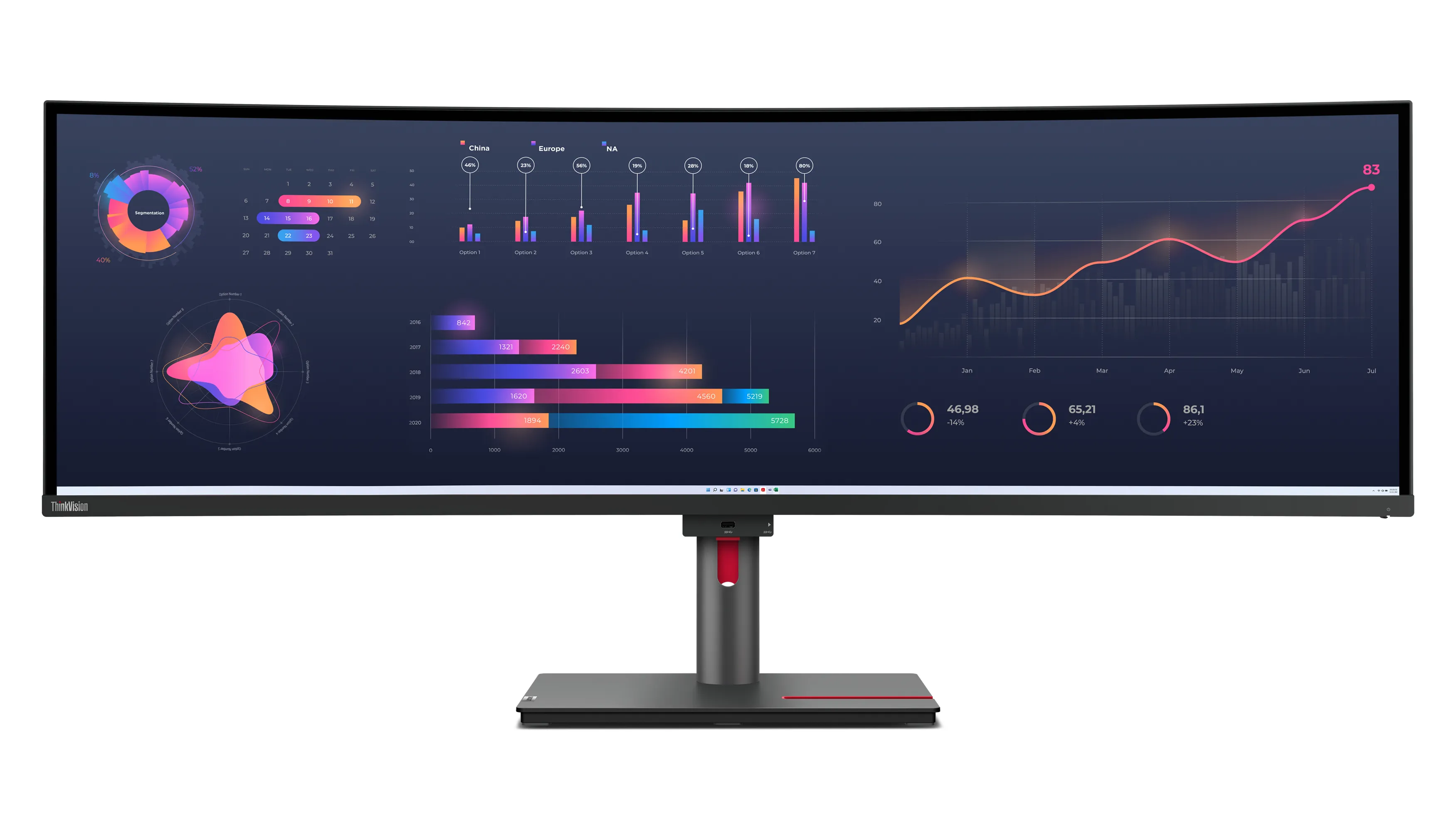 Lenovo ThinkVision P49w-30 49" DQHD, IPS, Thunderbolt 4 hub -kaareva näyttö