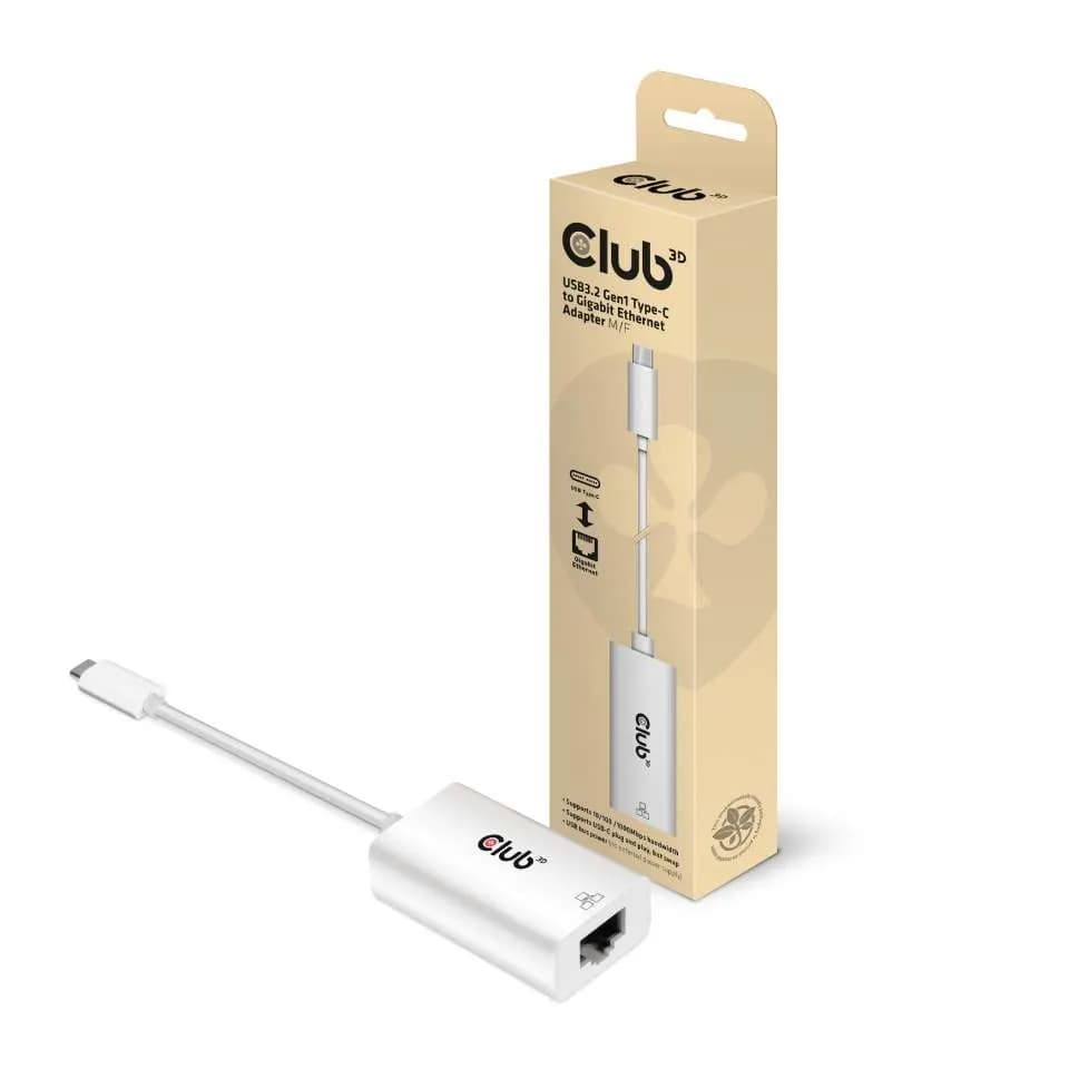 CLUB 3D USB TYPE C 3.1 Gen1 Male To 1GB Ethernet Female Active Adapter