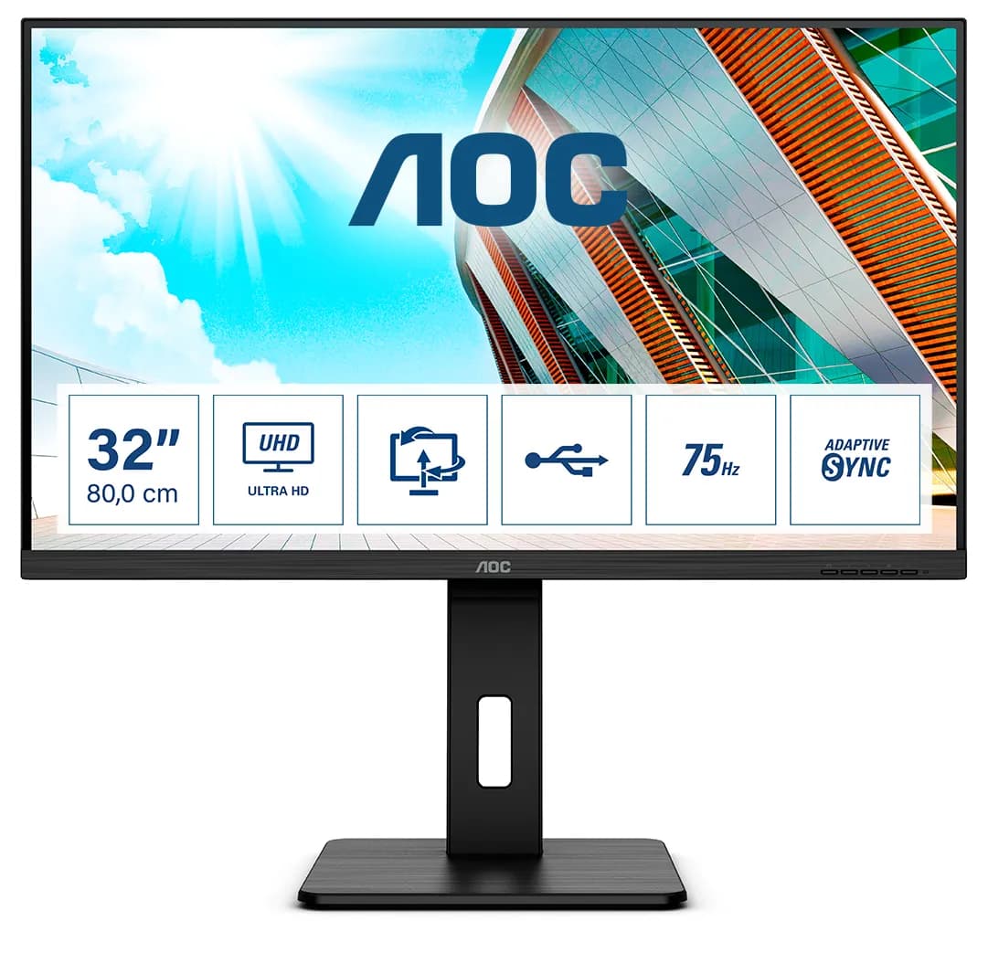 AOC U32P2 31.5" 4K UHD, VA -näyttö, USB hub