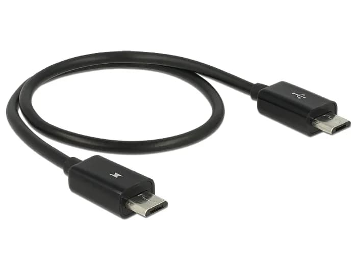 DeLOCK Power Sharing Micro USB OTG -kaapeli, 0,3 m, musta