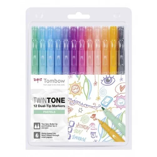 Tombow marker TwinTone pastel 0,3/0,8 (12)
