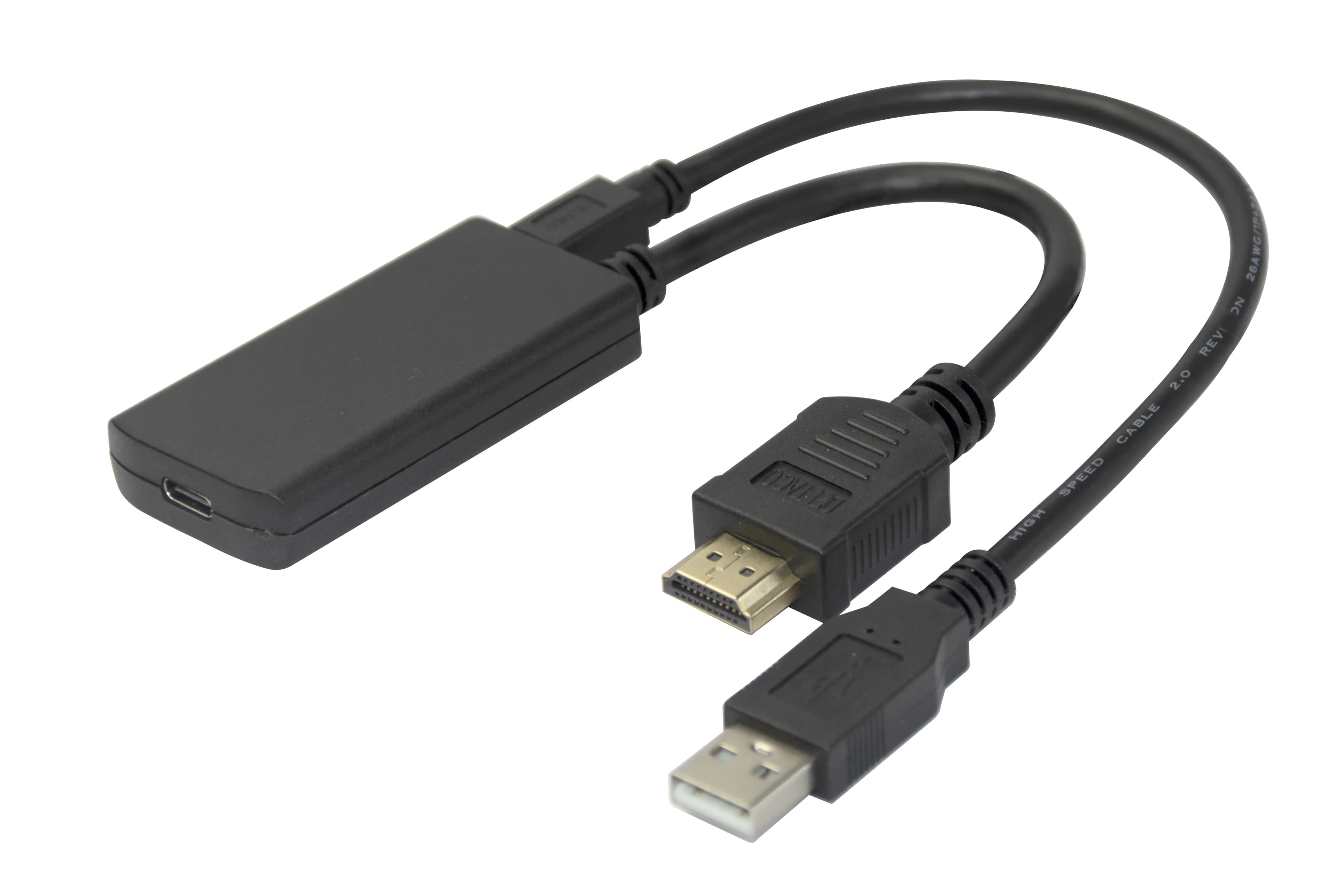 Deltaco HDMI - USB-C/ DisplayPort, 4K/60Hz -sovitin, Musta, 0.2m