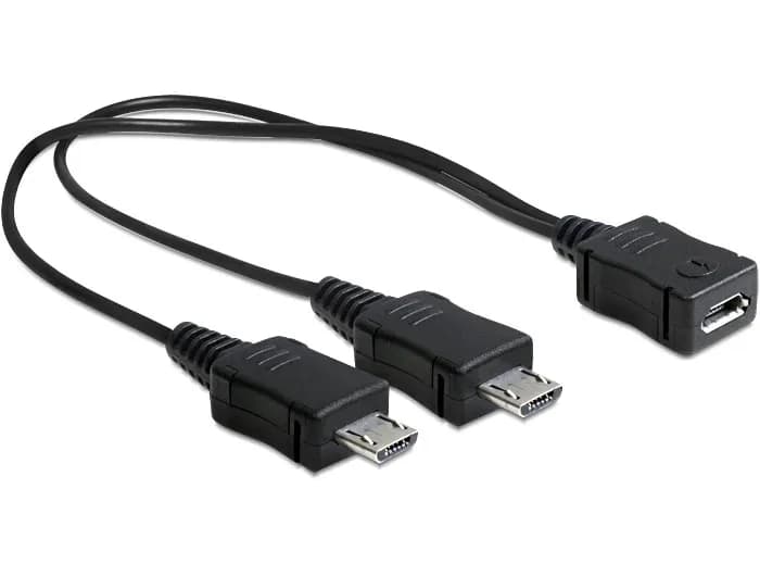 DeLock USB-jakajakaapeli, 1xMicro B na - 2xMicro B ur, 20cm, musta