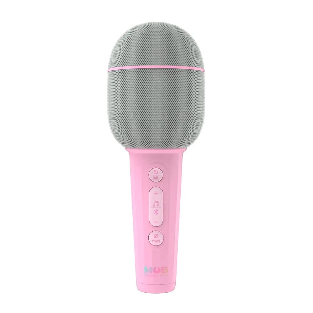 MOB Karaoke Microphone Groovy Marshmallow langaton, Bluetooth kannettava kaiutin, vaaleanpunainen