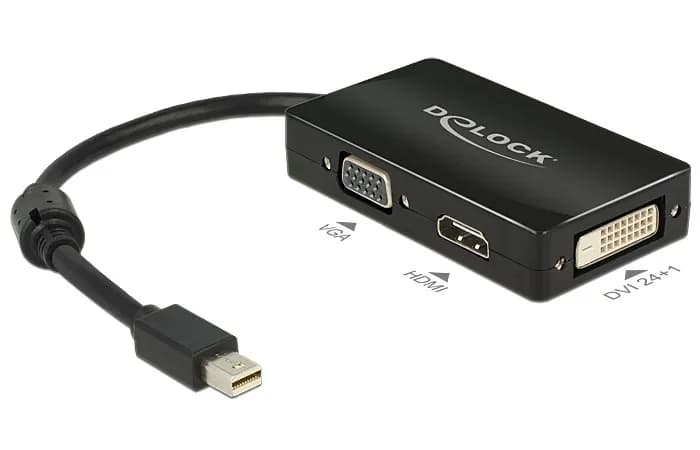 De-Lock  mini DisplayPort – VGA (D-Sub)+ HDMI + DVI -adapteri, Musta