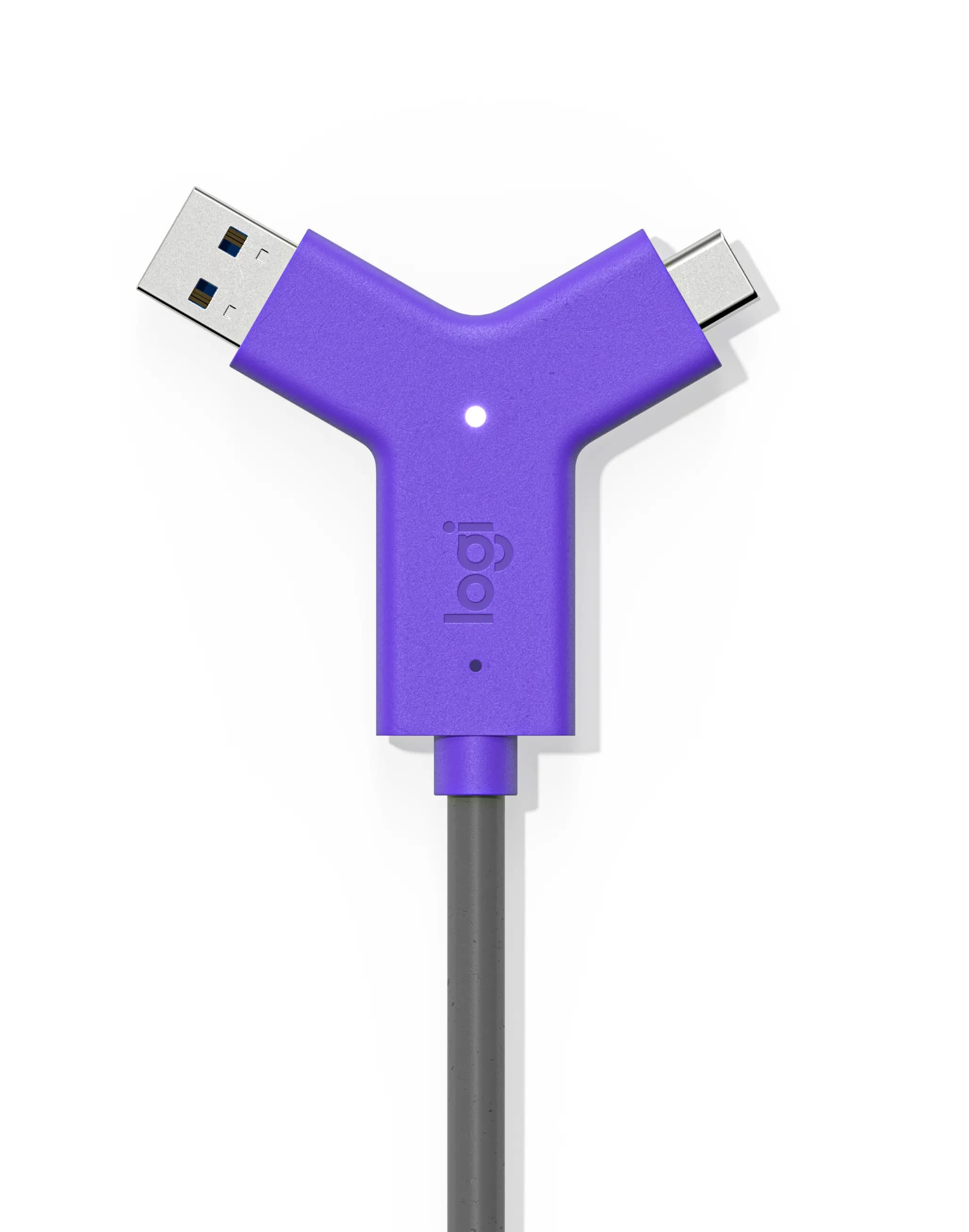 Logitech Swytch Y USB-A – USB-C -kaapeli, 1,5 m, musta, violetti