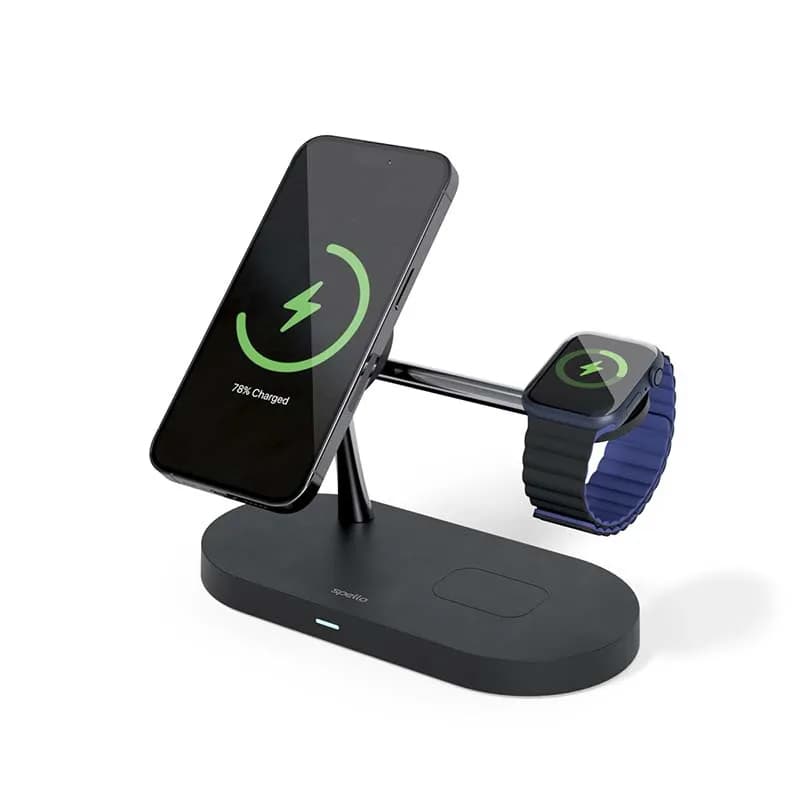 Spello 3in1 Magnetic Wireless Charging Stand (Magsafe Compatible) -  Musta