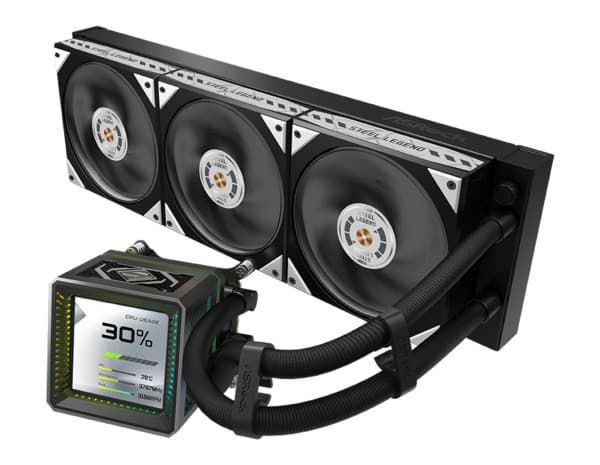 ASRock Steel Legend Dark LCD 360mm ARGB -nestejäähdytin, musta