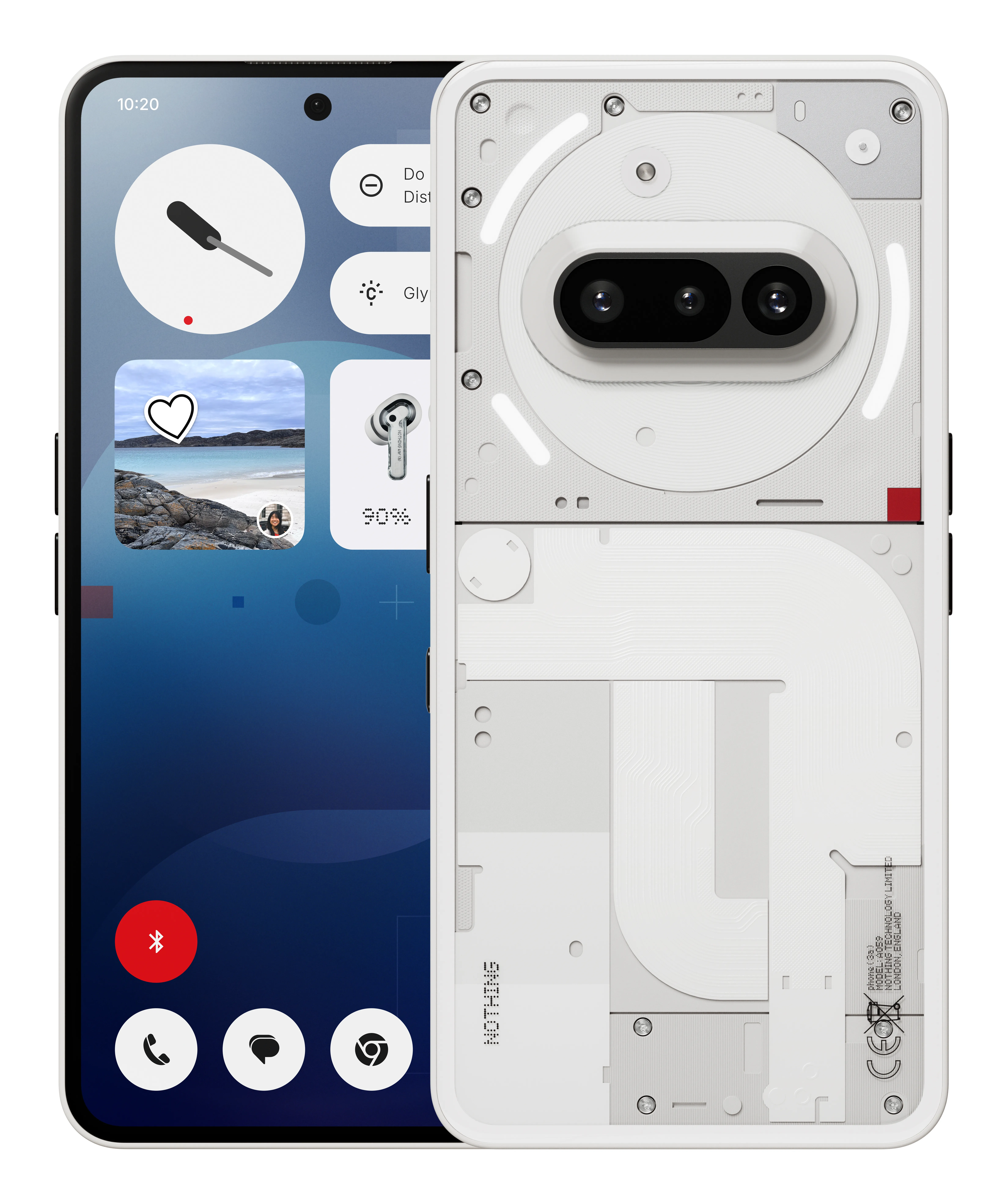 Nothing Phone (3a) 12/256 Gt -puhelin, valkoinen