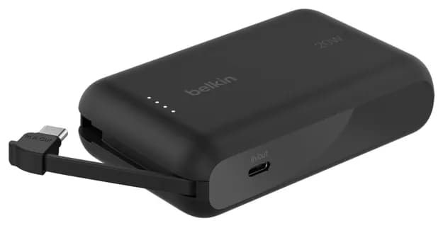 Belkin 10k PD20W Integrated USB-C Cable -varavirtalähde, musta