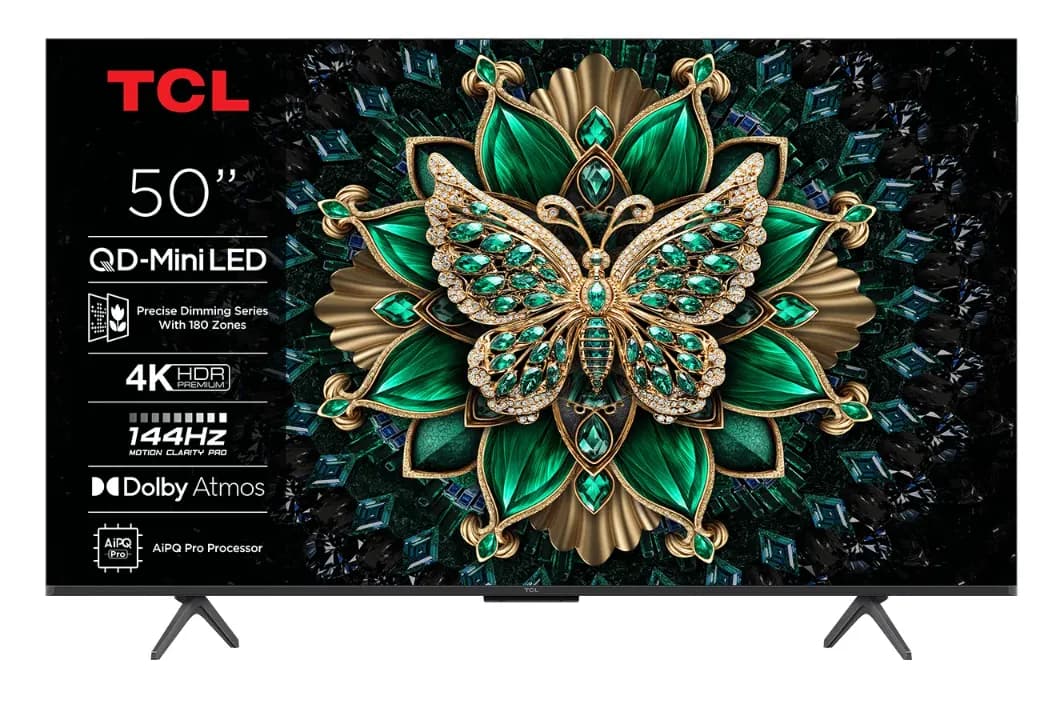 TCL 50Q6C 50" 4K QD-Mini LED Google TV, 60 Hz, Dolby Vision IQ, HDR10+, metallic