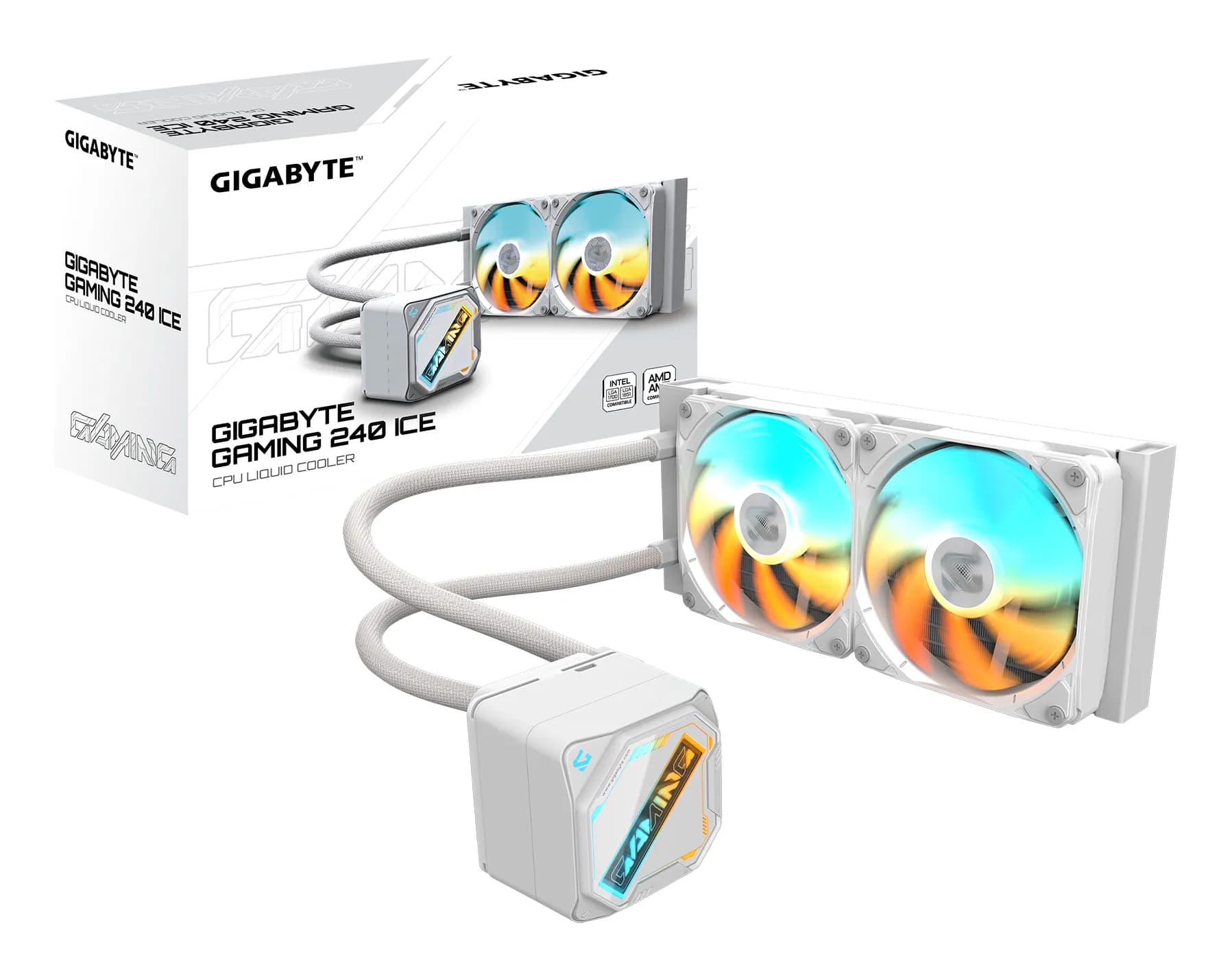 GIGABYTE GAMING 240 ICE 240mm ARGB -nestejäähdytin, valkoinen