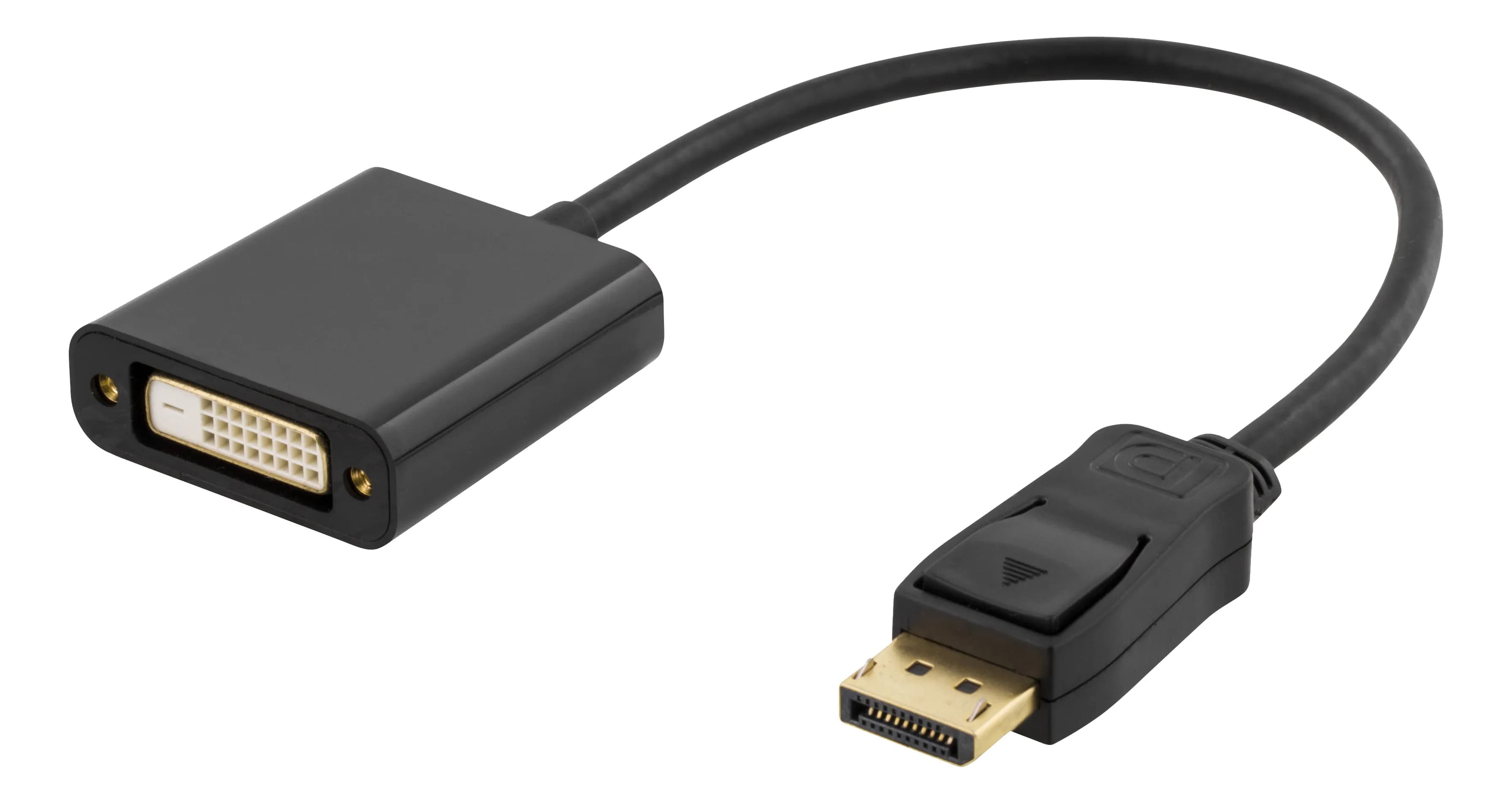 Deltaco  DisplayPort / DVI-D -kaapeli, yksilinkkinen, 0,2 m, musta