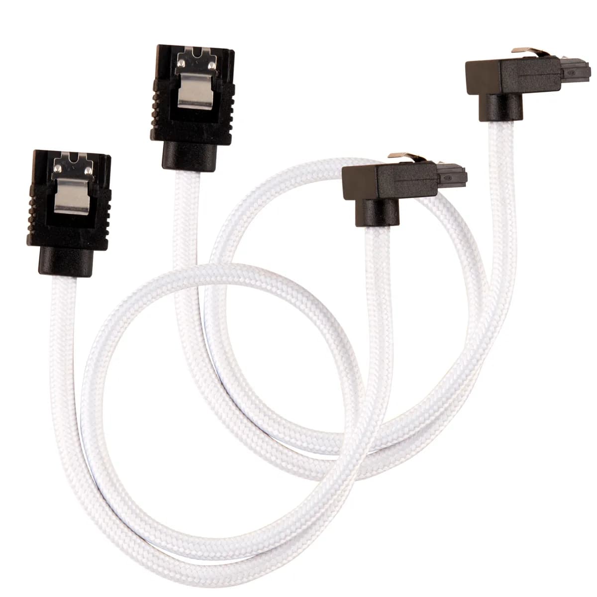 CORSAIR Premium Sleeved SATA Data Cable Set with 90degree Connectors White 30cm