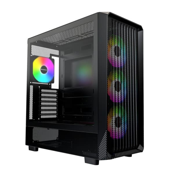 MONTECH X5 -miditornikotelo ikkunalla ja RGB-valaistuksella, musta