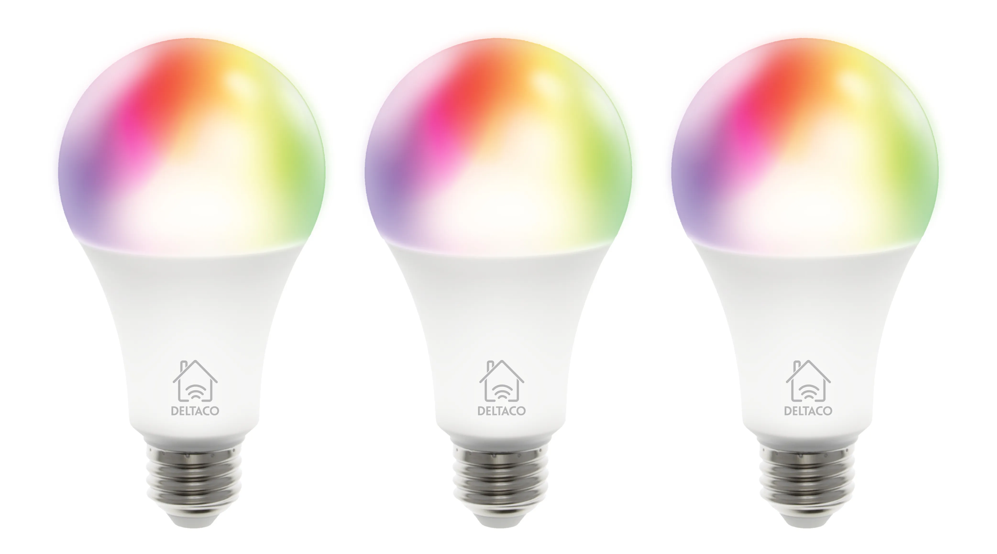 Deltaco Smart Home SH-LE27RGB-3P -älylamppu, E27, RGB, 9W, Wi-Fi, 3-pack