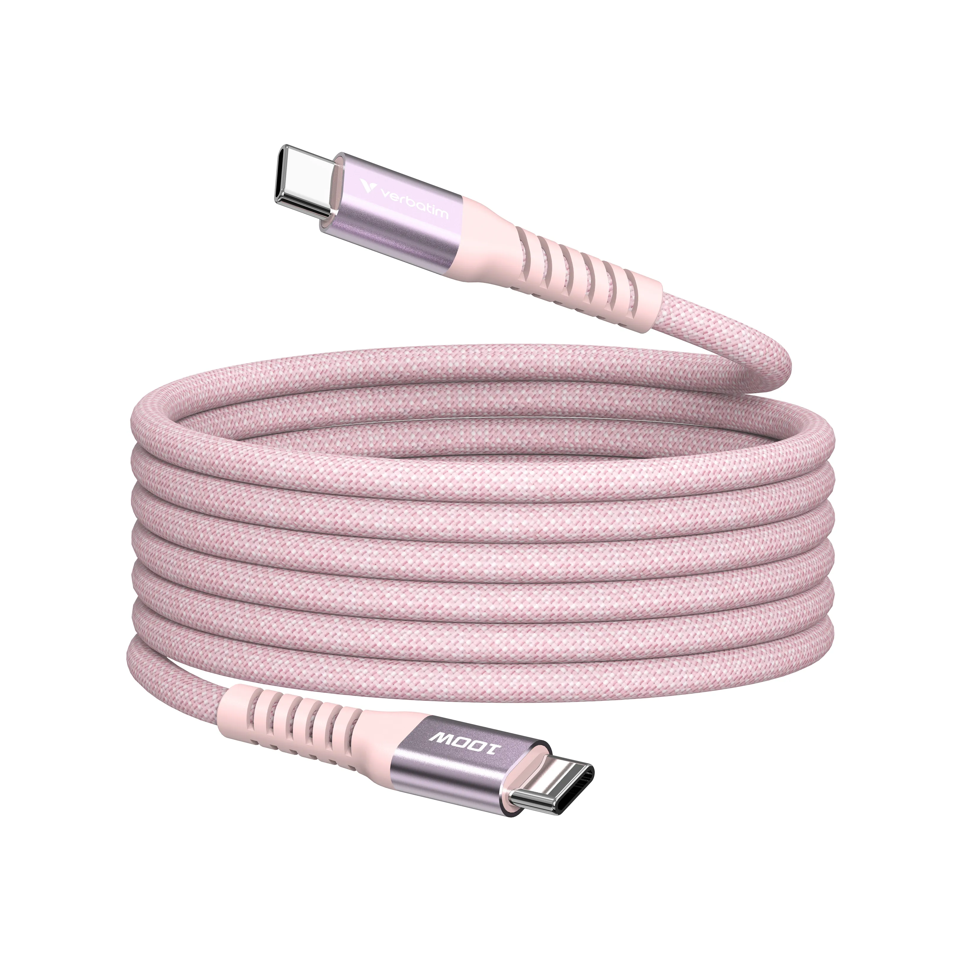 Verbatim Sync & Charge Magnetic USB-C -kaapeli, 100 W, 1,2 m, vaaleanpunainen
