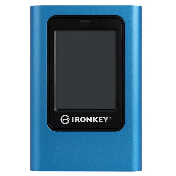 Kingston IronKey Vault Privacy 80 1,92 Tt USB 3.2 Gen 1 (USB-C) -ulkoinen SSD, laitteistosalaus, salasanasuojaus, kosketusnäyttö, sininen