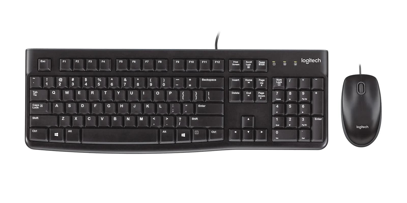 Logitech Desktop MK120 -ergonominen näppäimistö ja hiiri, musta