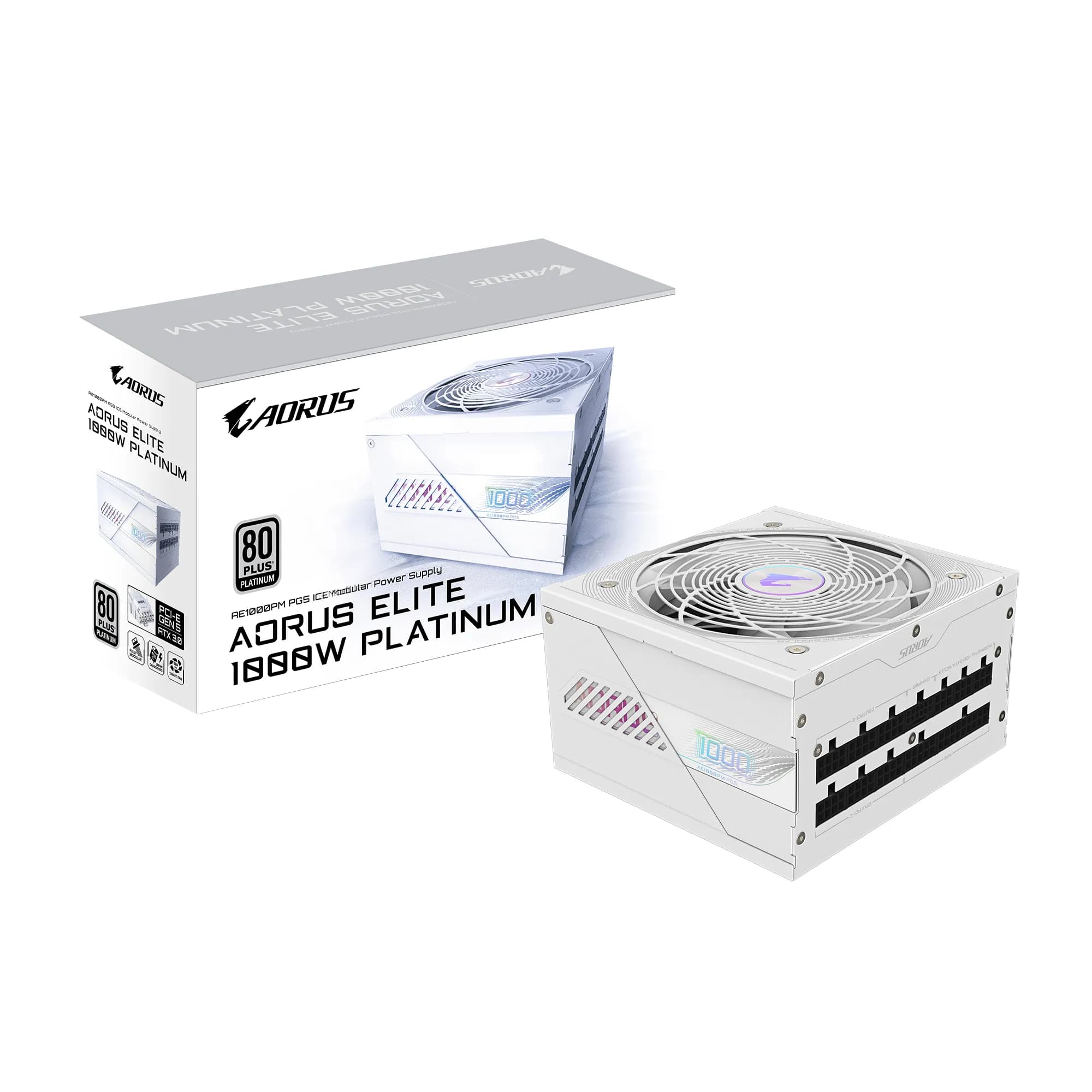 GIGABYTE AORUS ELITE AE1000PM PG5 ICE 1000W -virtalähde, 80 Plus Platinum