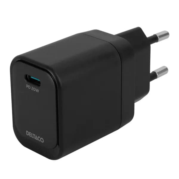 Deltaco 1x USB-C PD 20W USB-laturi, musta