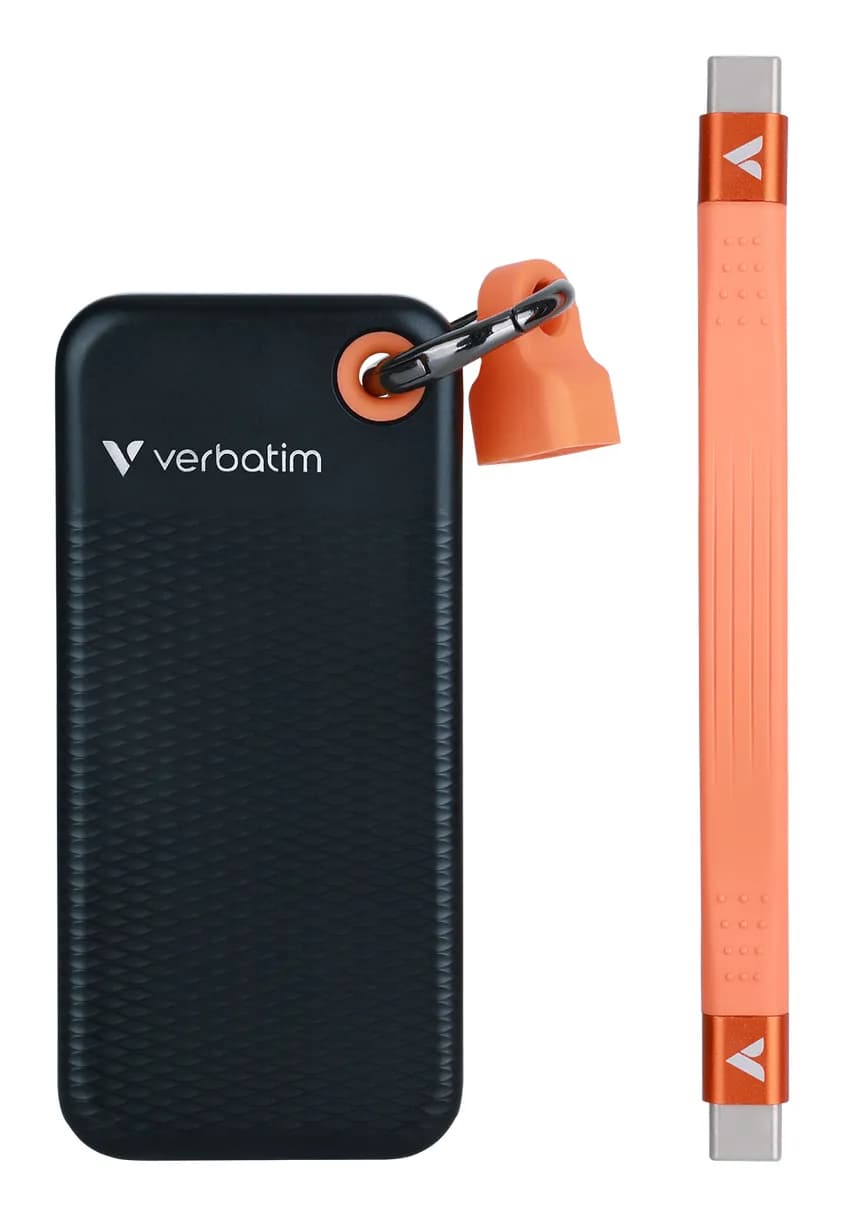 Verbatim 32418 Pocket 256 Gt USB 3.2 Gen 2 (USB-C) -ulkoinen SSD, kannettava, iskunkestävä, musta/oranssi