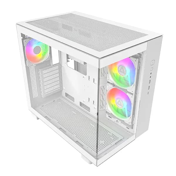 Montech KING 65 PRO -miditornikotelo ikkunalla ja RGB-valaistuksella, valkoinen
