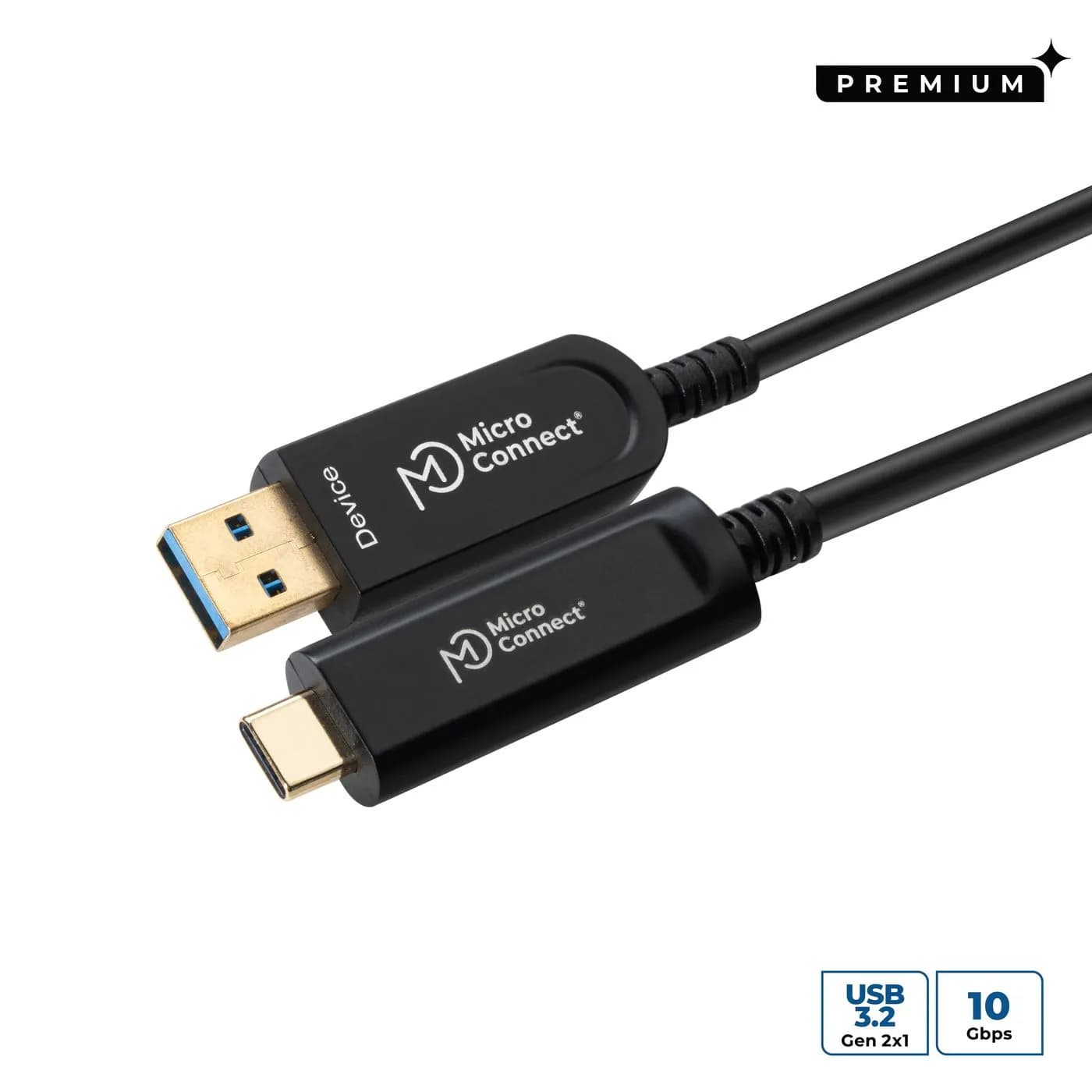 MicroConnect Premium Optic USB 3.2 Gen 2 USB-A – USB-C -kaapeli, 5 m, musta