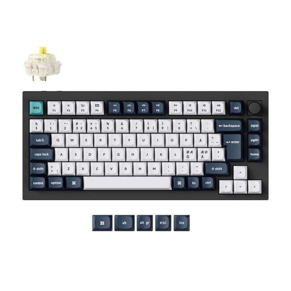 Keychron Q1 MAX 75% Knob -langaton mekaaninen näppäimistö, Gateron Jupiter Banana, musta