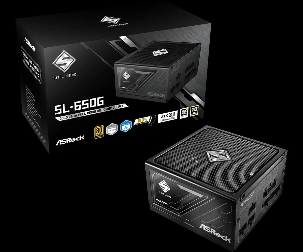 ASRock Steel Legend SL-650G 650W -virtalähde, 80 Plus Gold