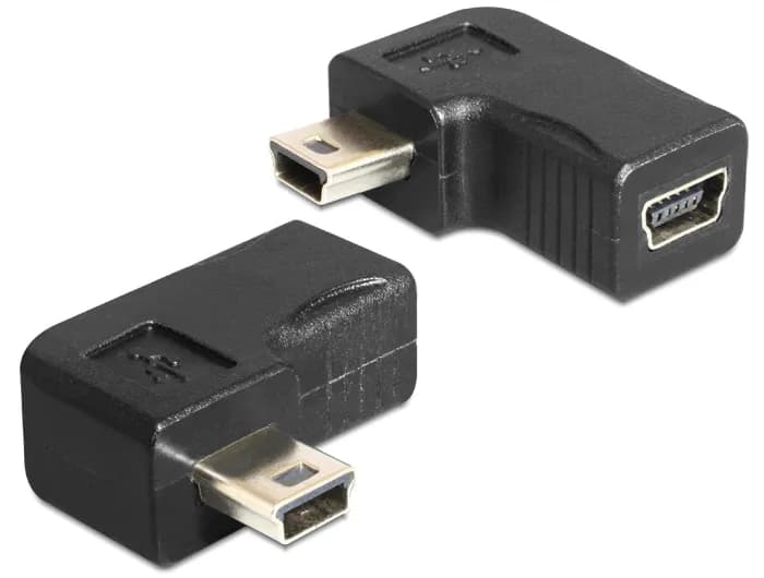 DeLOCK USB-adapter, USB-mini B 5-pin hane till hona 90° vinklad, svar