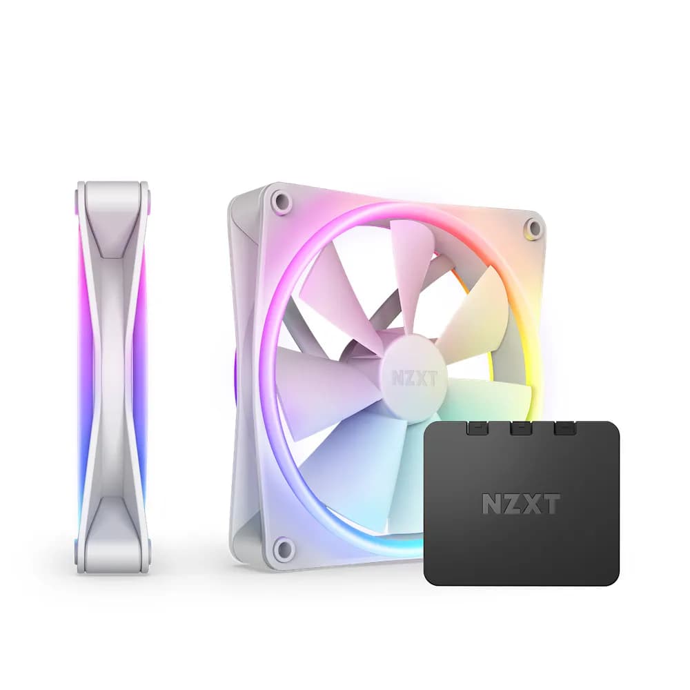 NZXT F140 RGB DUO, 140 mm, PWM, nestelaakeri, RGB -tuuletinsarja, 2 kpl, valkoinen