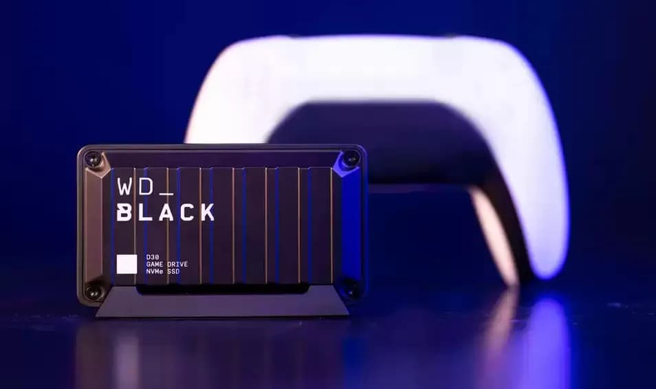 Western Digital WD_BLACK D30 Game Drive 2 Tt USB 3.2 Gen 2 (USB-C) -ulkoinen SSD, iskunkestävä, pelikäyttöön, musta