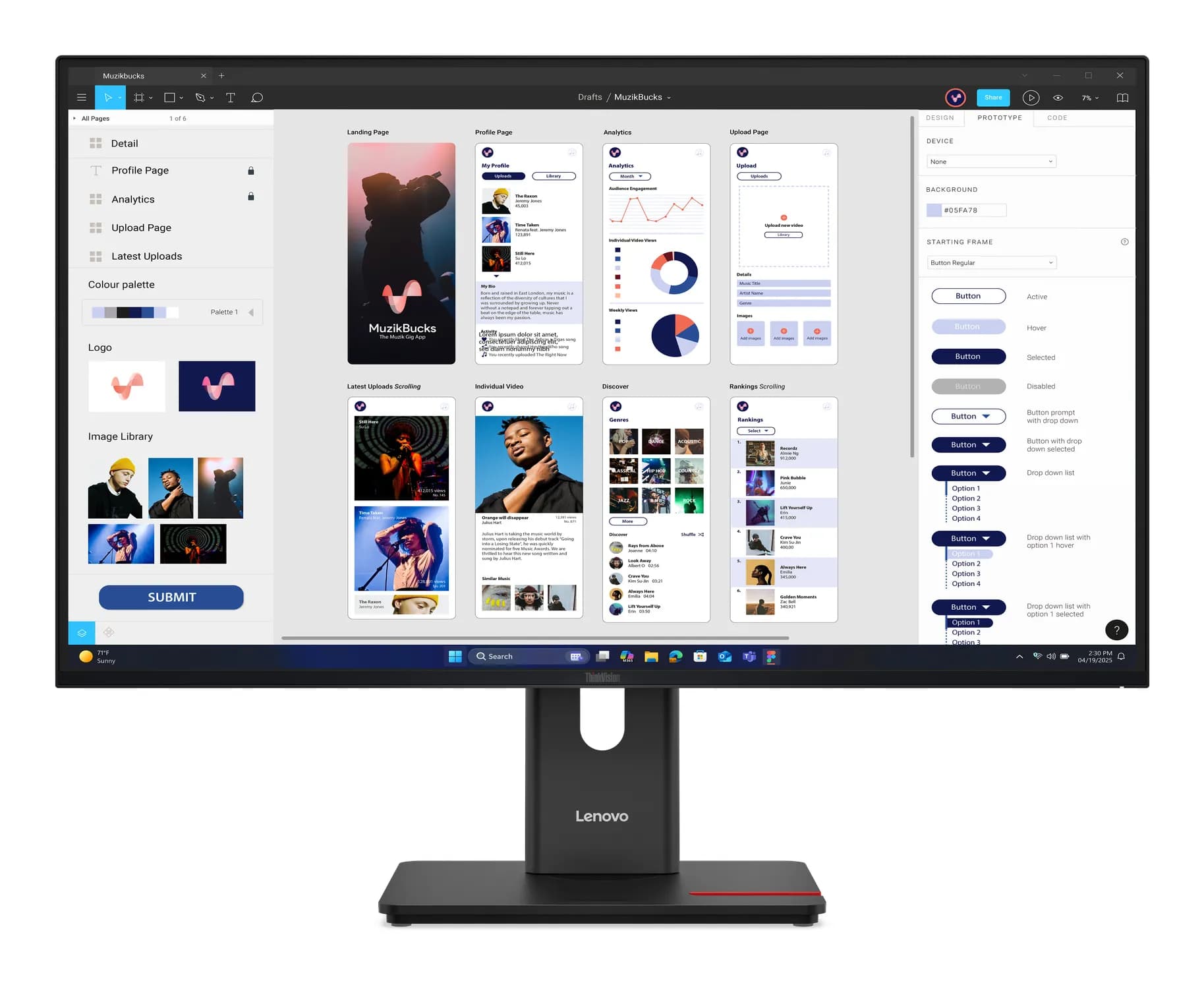 Lenovo ThinkVision T32UD-40 31.5" 4K UHD, IPS -näyttö, USB-C hub