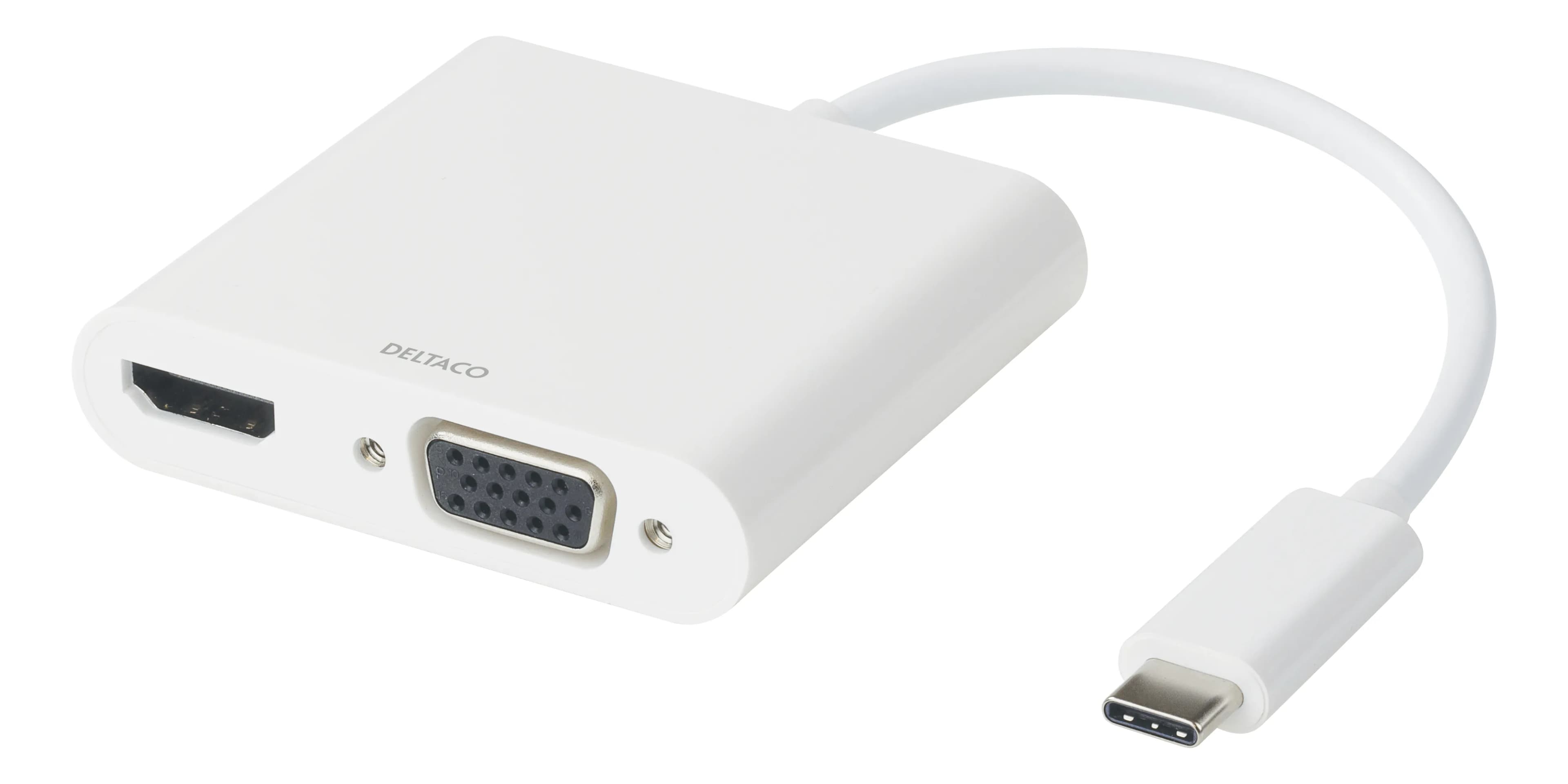 Deltaco USB-C - HDMI, VGA, 100W -sovitin