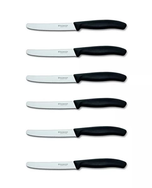 Victorinox Swiss Classic tomaatti- ja pöytäveitsisetti, 110 millimetriä, hammastettu, 6-osainen, musta
