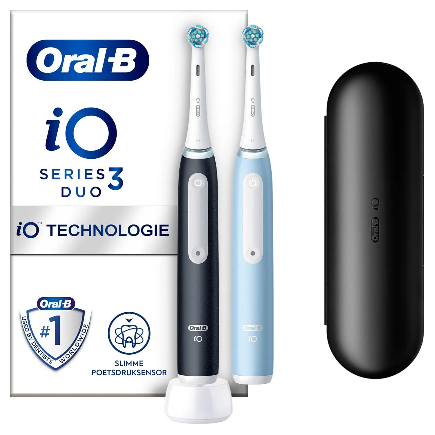 Oral-B iO Series 3 -sähköhammasharja, 2 kpl, Matte Black/Ice Blue